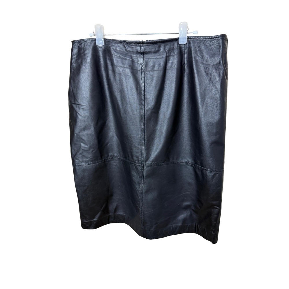 Preston & York Premiere Womens Black Genuine Leather Pencil Skirt Size 12 Midi